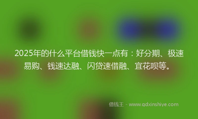 2025年的什么平台借钱快一点有：好分期、极速易购、钱速达融、闪贷速借融、宜花呗等。