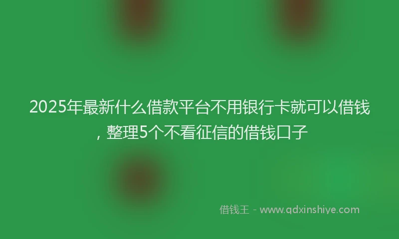 2025年最新什么借款平台不用银行卡就可以借钱，整理5个不看征信的借钱口子
