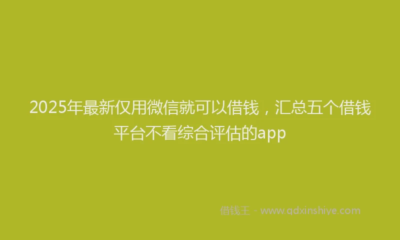 2025年最新仅用微信就可以借钱，汇总五个借钱平台不看综合评估的app