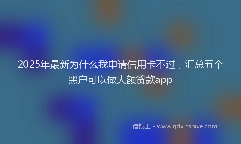 2025年最新为什么我申请信用卡不过，汇总五个黑户可以做大额贷款app