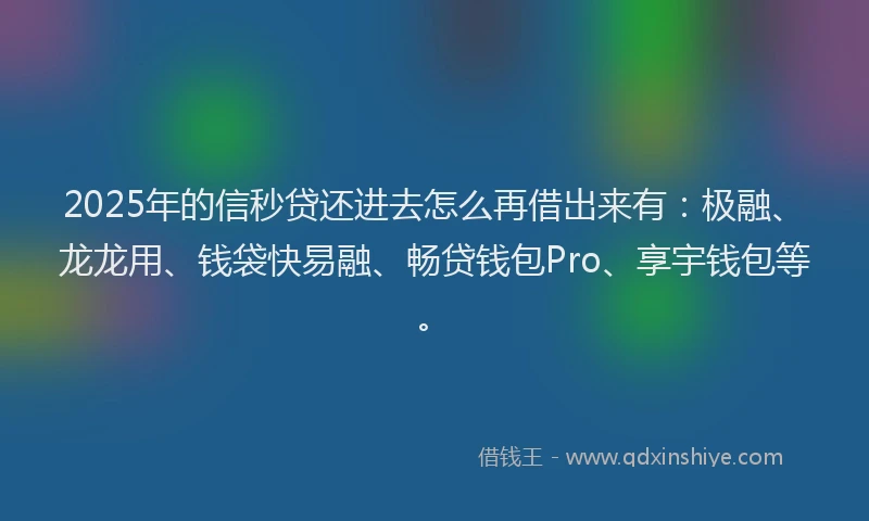 2025年的信秒贷还进去怎么再借出来有：极融、龙龙用、钱袋快易融、畅贷钱包Pro、享宇钱包等。