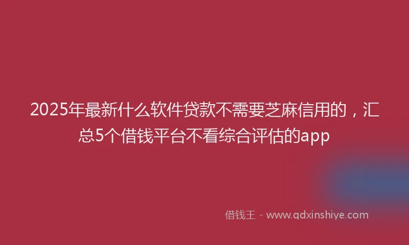 2025年最新什么软件贷款不需要芝麻信用的，汇总5个借钱平台不看综合评估的app