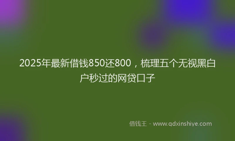 2025年最新借钱850还800，梳理五个无视黑白户秒过的网贷口子