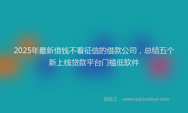2025年最新借钱不看征信的借款公司，总结五个新上线贷款平台门槛低软件