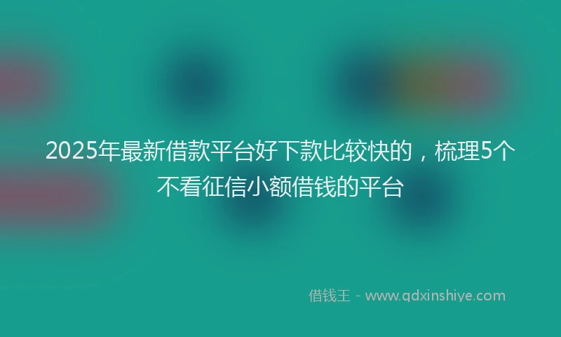2025年最新借款平台好下款比较快的，梳理5个不看征信小额借钱的平台