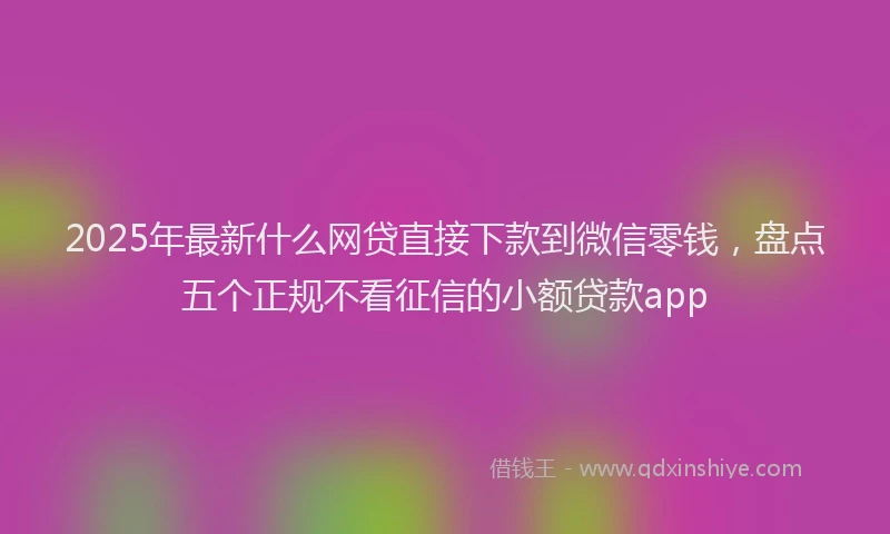 2025年最新什么网贷直接下款到微信零钱，盘点五个正规不看征信的小额贷款app