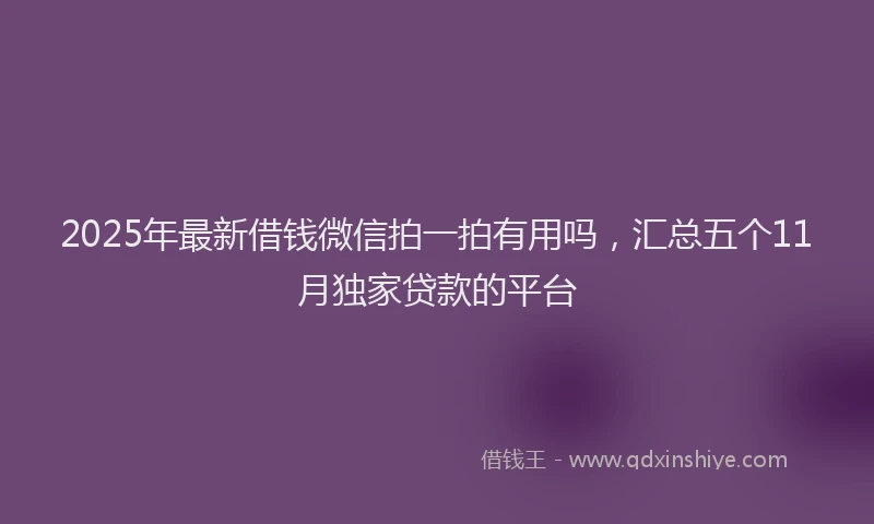 2025年最新借钱微信拍一拍有用吗，汇总五个11月独家贷款的平台