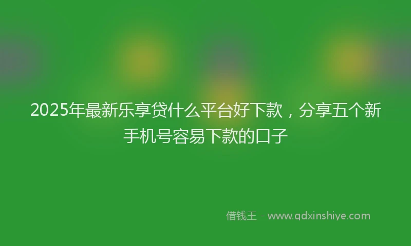 2025年最新乐享贷什么平台好下款，分享五个新手机号容易下款的口子