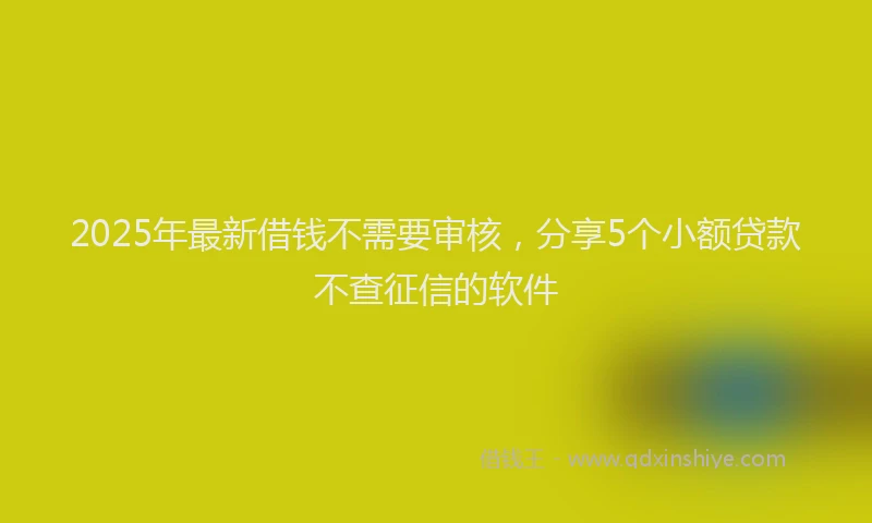 2025年最新借钱不需要审核，分享5个小额贷款不查征信的软件