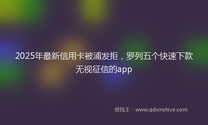 2025年最新信用卡被浦发拒，罗列五个快速下款无视征信的app