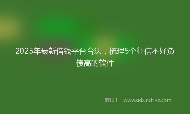 2025年最新借钱平台合法，梳理5个征信不好负债高的软件