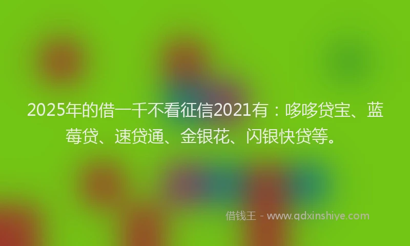 2025年的借一千不看征信2021有：哆哆贷宝、蓝莓贷、速贷通、金银花、闪银快贷等。