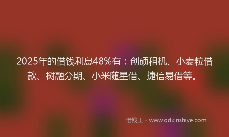 2025年的借钱利息48%有：创硕租机、小麦粒借款、树融分期、小米随星借、捷信易借等。