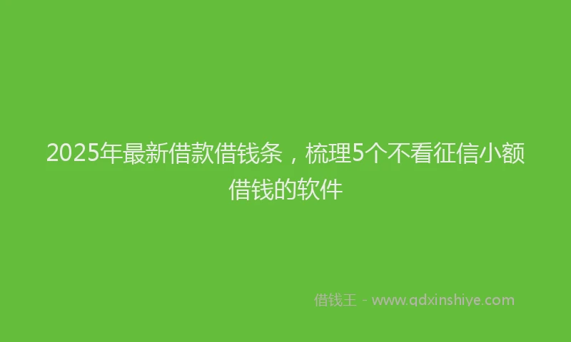 2025年最新借款借钱条，梳理5个不看征信小额借钱的软件