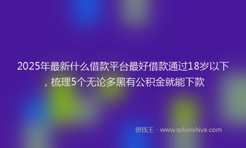 2025年最新什么借款平台最好借款通过18岁以下，梳理5个无论多黑有公积金就能下款