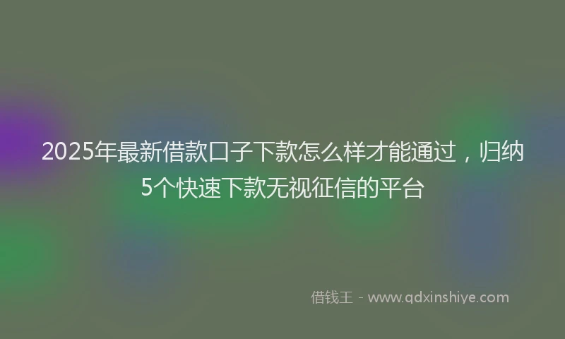 2025年最新借款口子下款怎么样才能通过，归纳5个快速下款无视征信的平台