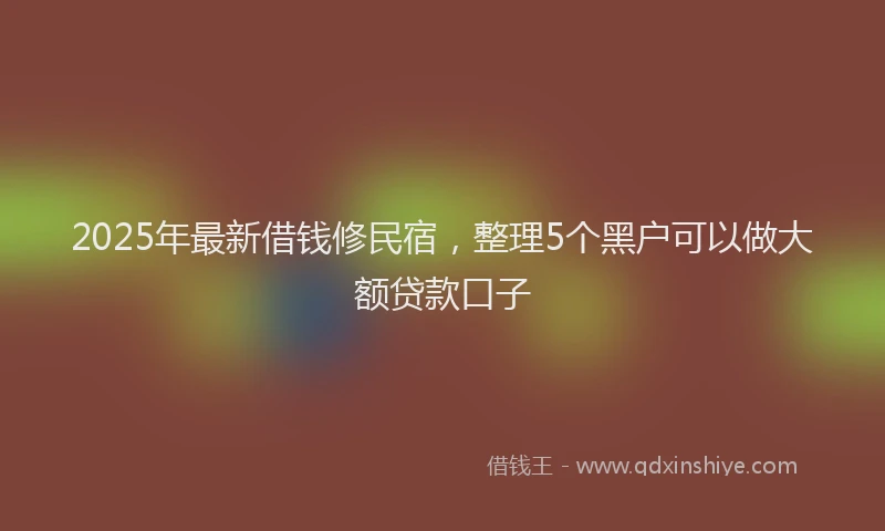 2025年最新借钱修民宿，整理5个黑户可以做大额贷款口子