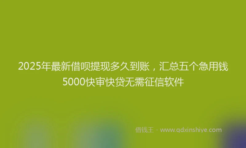 2025年最新借呗提现多久到账，汇总五个急用钱5000快审快贷无需征信软件
