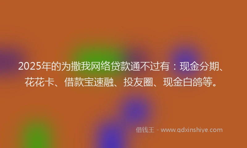 2025年的为撒我网络贷款通不过有：现金分期、花花卡、借款宝速融、投友圈、现金白鸽等。