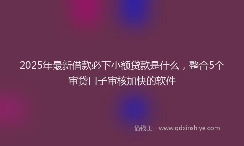 2025年最新借款必下小额贷款是什么，整合5个审贷口子审核加快的软件