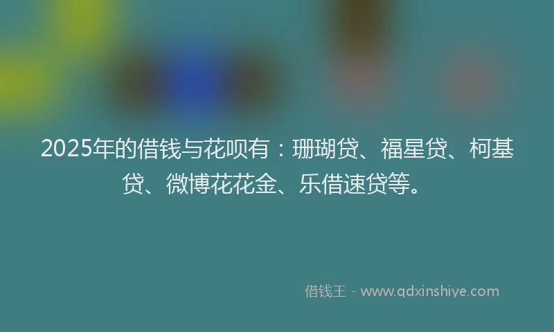 2025年的借钱与花呗有：珊瑚贷、福星贷、柯基贷、微博花花金、乐借速贷等。