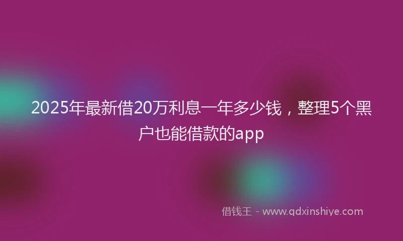 2025年最新借20万利息一年多少钱，整理5个黑户也能借款的app