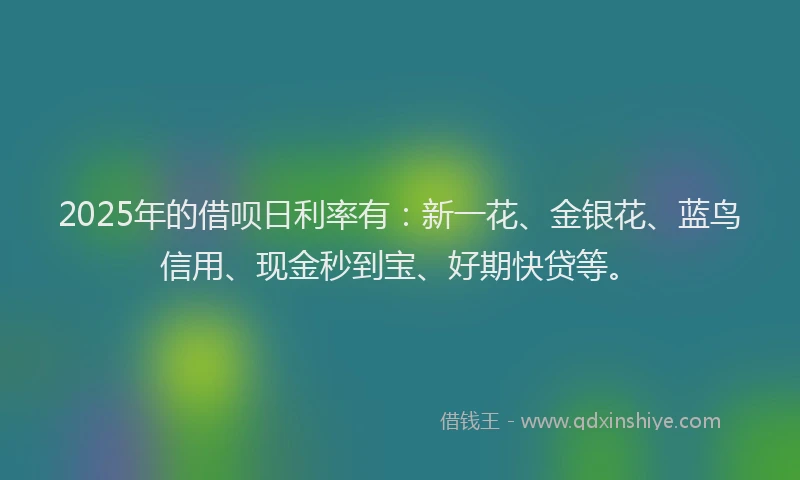 2025年的借呗日利率有：新一花、金银花、蓝鸟信用、现金秒到宝、好期快贷等。