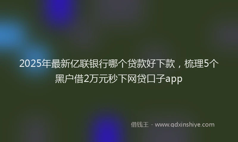 2025年最新亿联银行哪个贷款好下款，梳理5个黑户借2万元秒下网贷口子app