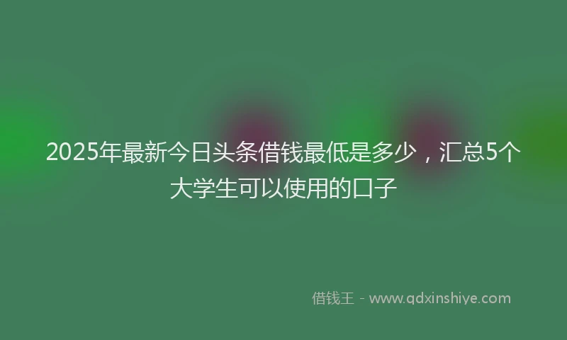 2025年最新今日头条借钱最低是多少，汇总5个大学生可以使用的口子