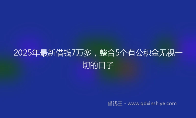 2025年最新借钱7万多，整合5个有公积金无视一切的口子