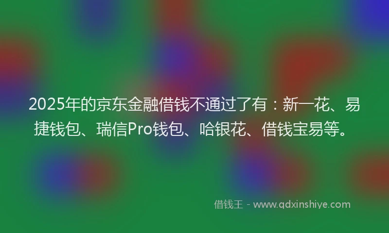 2025年的京东金融借钱不通过了有：新一花、易捷钱包、瑞信Pro钱包、哈银花、借钱宝易等。