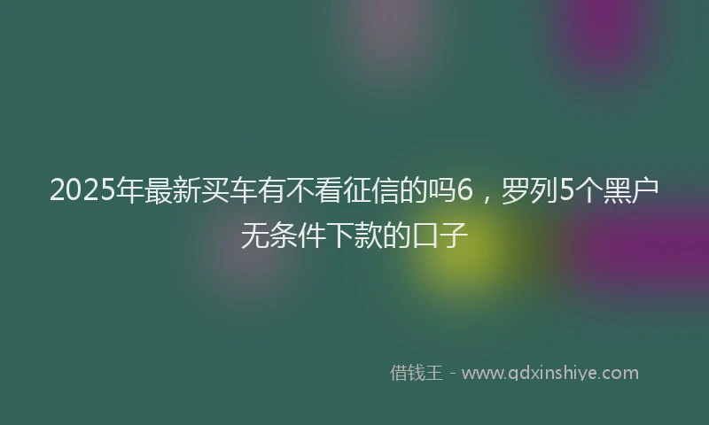 2025年最新买车有不看征信的吗6，罗列5个黑户无条件下款的口子