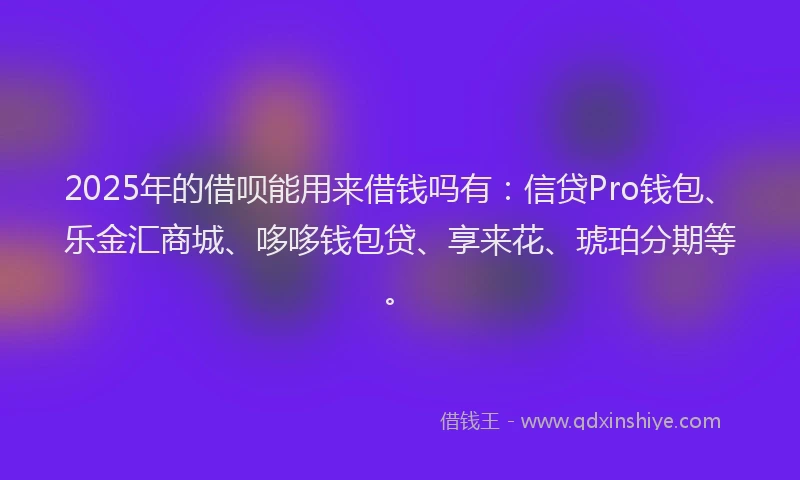 2025年的借呗能用来借钱吗有：信贷Pro钱包、乐金汇商城、哆哆钱包贷、享来花、琥珀分期等。