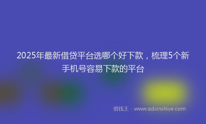2025年最新借贷平台选哪个好下款，梳理5个新手机号容易下款的平台