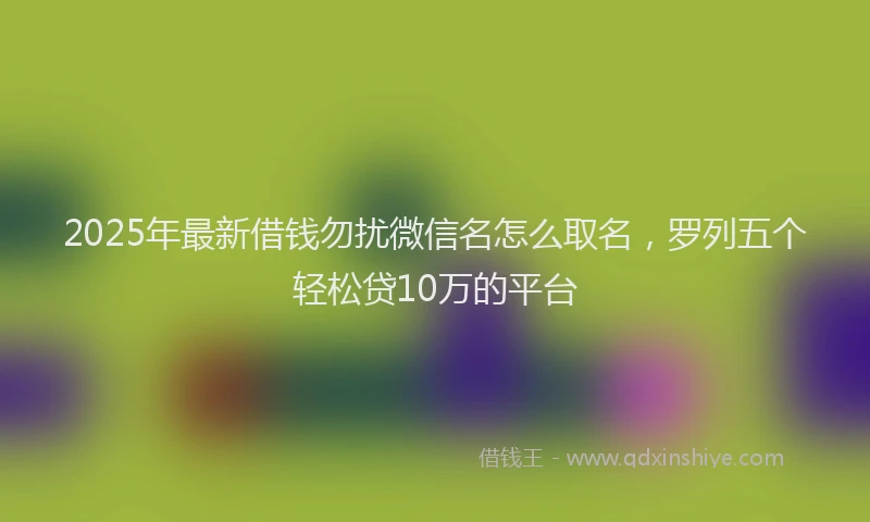 2025年最新借钱勿扰微信名怎么取名，罗列五个轻松贷10万的平台