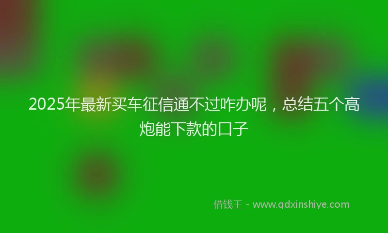 2025年最新买车征信通不过咋办呢，总结五个高炮能下款的口子