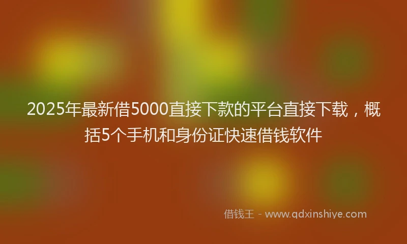 2025年最新借5000直接下款的平台直接下载，概括5个手机和身份证快速借钱软件