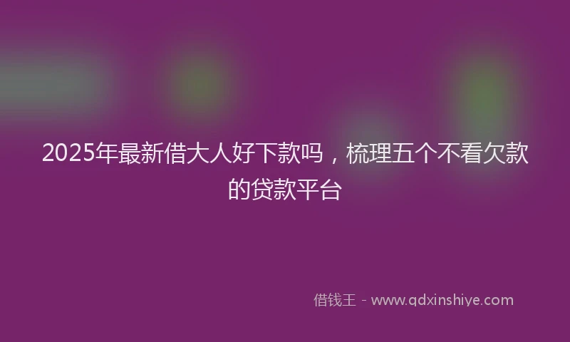 2025年最新借大人好下款吗，梳理五个不看欠款的贷款平台