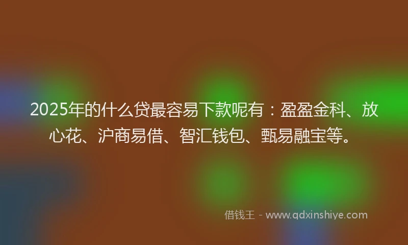2025年的什么贷最容易下款呢有：盈盈金科、放心花、沪商易借、智汇钱包、甄易融宝等。