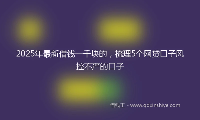 2025年最新借钱一千块的，梳理5个网贷口子风控不严的口子