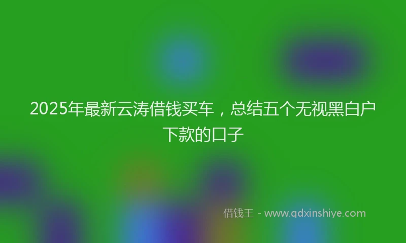 2025年最新云涛借钱买车，总结五个无视黑白户下款的口子