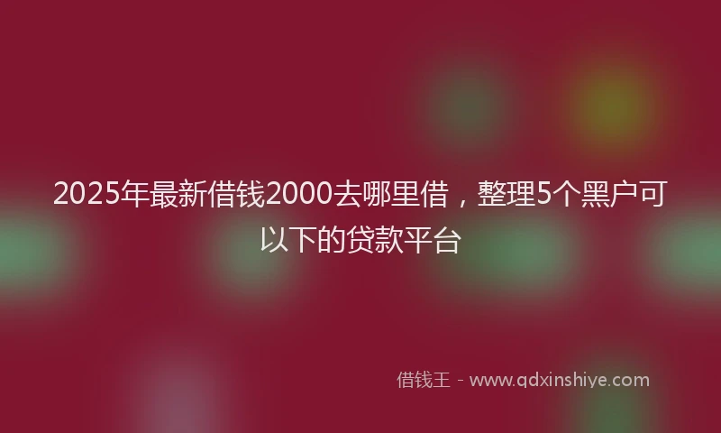 2025年最新借钱2000去哪里借，整理5个黑户可以下的贷款平台