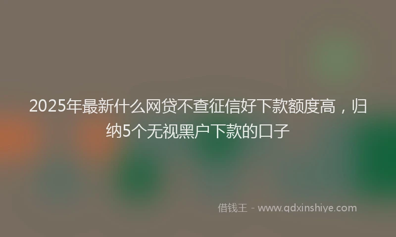 2025年最新什么网贷不查征信好下款额度高，归纳5个无视黑户下款的口子