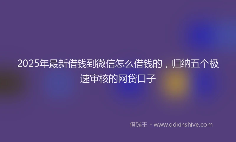 2025年最新借钱到微信怎么借钱的，归纳五个极速审核的网贷口子