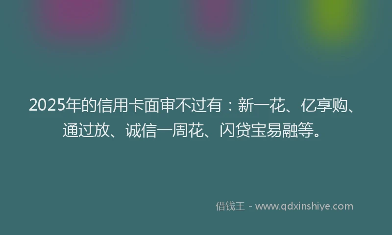 2025年的信用卡面审不过有：新一花、亿享购、通过放、诚信一周花、闪贷宝易融等。