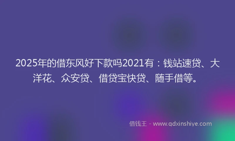 2025年的借东风好下款吗2021有：钱站速贷、大洋花、众安贷、借贷宝快贷、随手借等。