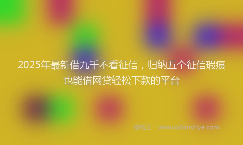 2025年最新借九千不看征信，归纳五个征信瑕疵也能借网贷轻松下款的平台