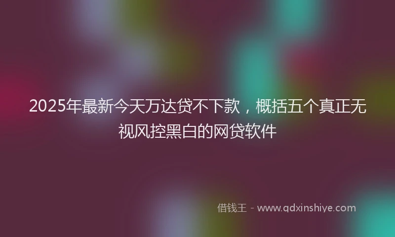 2025年最新今天万达贷不下款，概括五个真正无视风控黑白的网贷软件