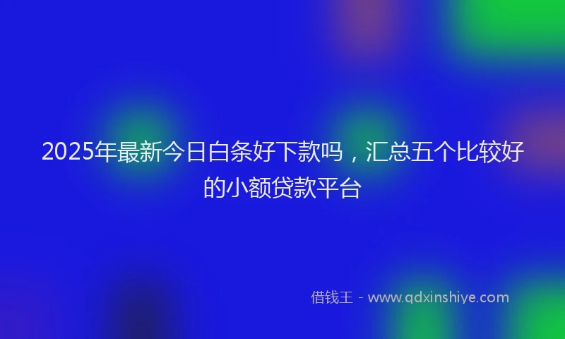 2025年最新今日白条好下款吗，汇总五个比较好的小额贷款平台