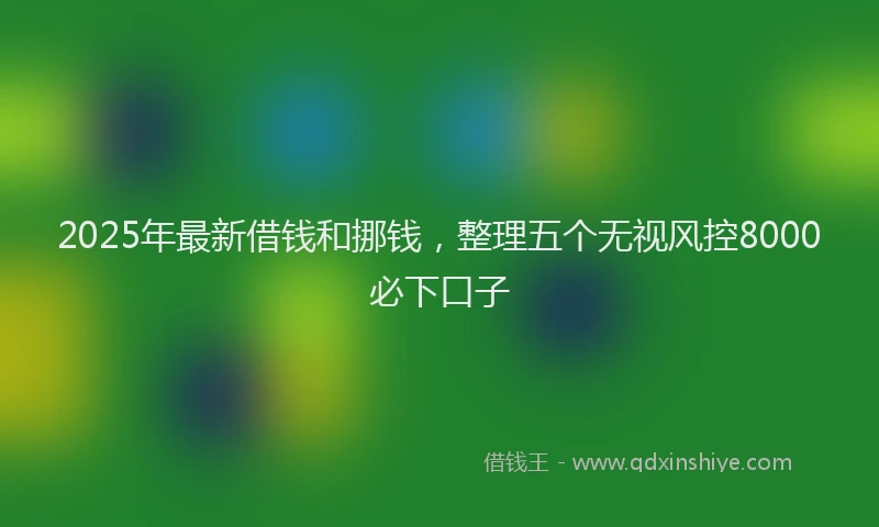 2025年最新借钱和挪钱，整理五个无视风控8000必下口子